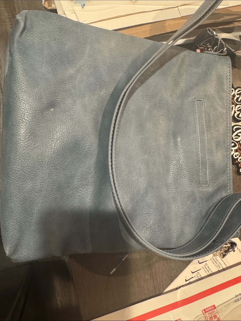 Blue Leather Shoulder Bag